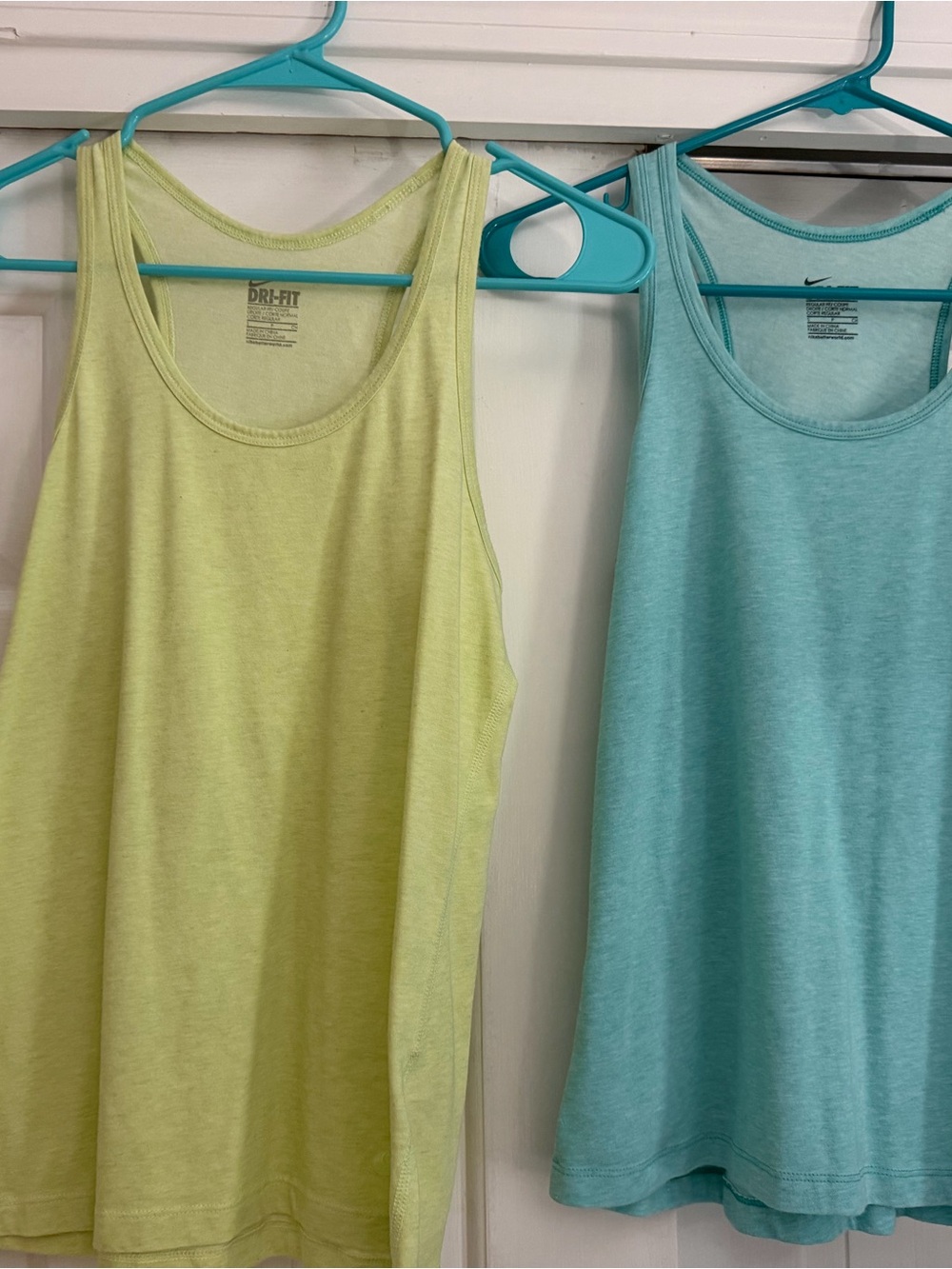 Nike Women’s DriFit Tank Tops - Light Yellow/Green & Light Blue